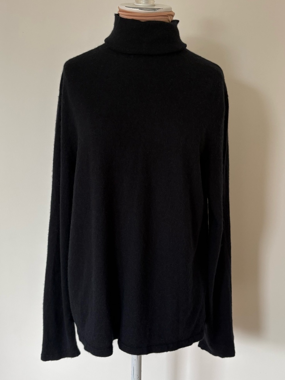 Theory George Black Silk Cashmere Blend Classic Roll Neck Turtleneck Sweater M